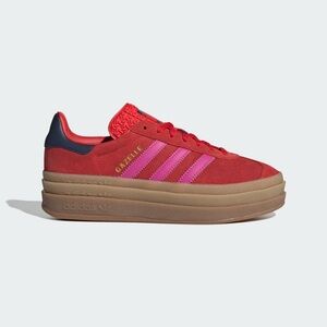 Adidas Gazelle Bold Women's Red Sneakers with Pink Stripes